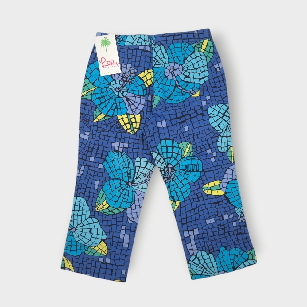 NWT Lilly Pulitzer Pants Girl White Label Size 12 Mosaic Stained Glass Capri
